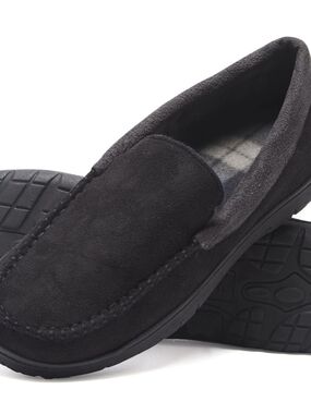 Men's Black Slip-On Suede Moccasin Loafers